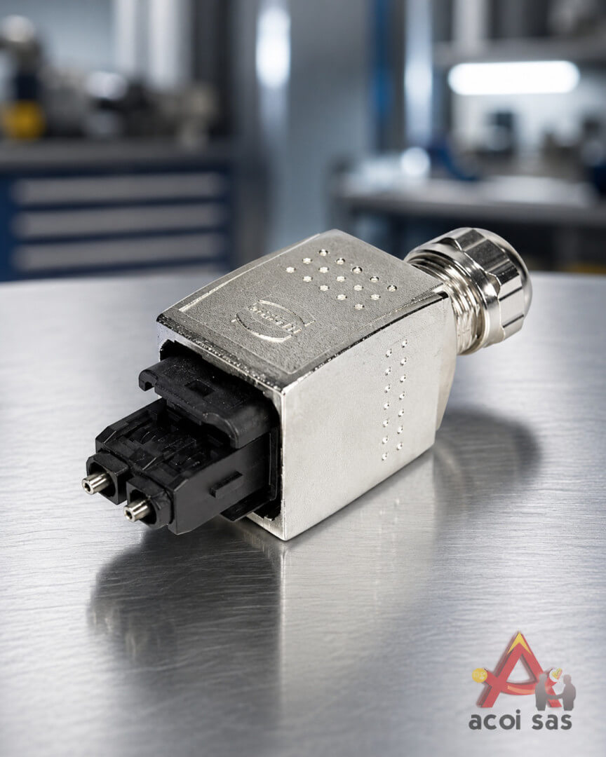 Conector de fibra óptica de datos Han PushPull SCRJ POF metal