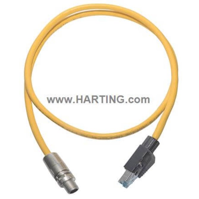 RJ45 – M12 x-code Cable Assy 1,0m PVC
